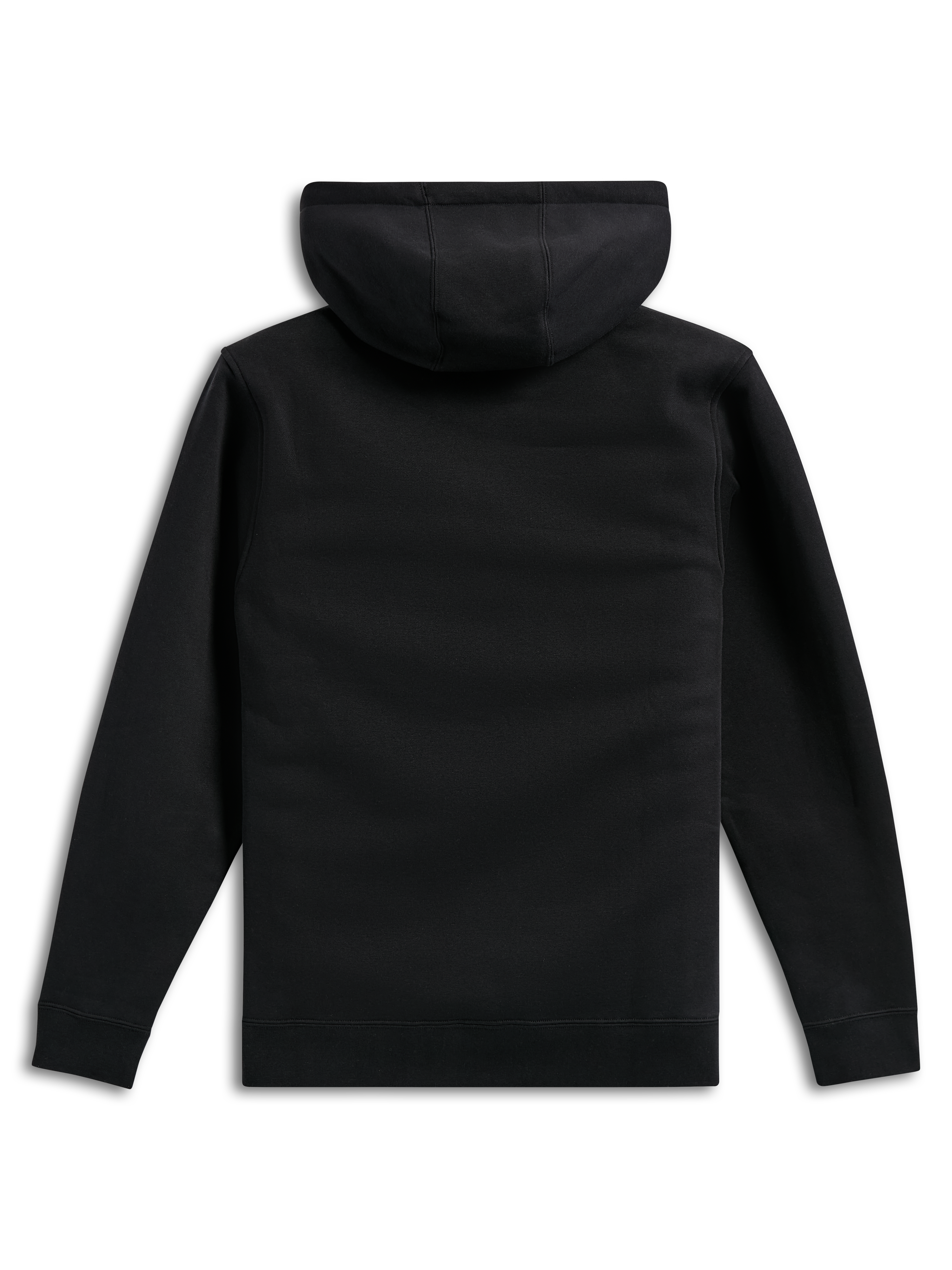 Alpinestars Ellipsoid Hoodie, czarna bluza z kapturem, widok z tyłu, gładki polar, codzienna odzież streetwear, prążkowane mankiety i dół
