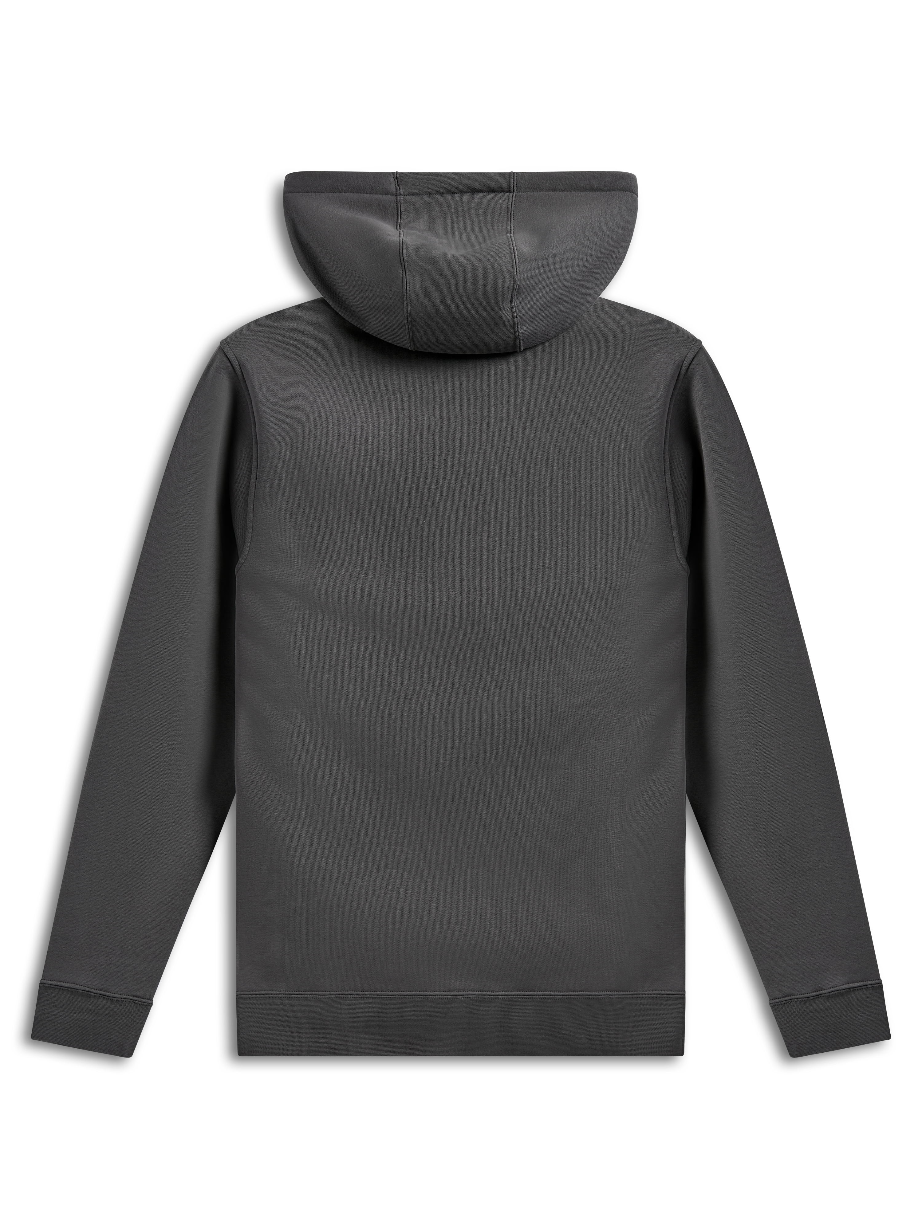 Alpinestars Ellipsoid Hoodie, Pullover Fleece Hoodie, Gunmetal Gray, back view showing solid body and sleeves, rib cuffs and hem, casual motorsport-inspired streetwear