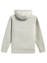 Alpinestars Pulse Hoodie, widok z tyłu, kolor piaskowy złamanej bieli, codzienna bluza polarowa, długie rękawy ze ściągaczami przy mankietach i na dole, fason z kapturem, streetwear inspirowany sportami motorowymi