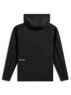 Alpinestars Cypher Hoodie, widok z tyłu, czarna, codzienna bluza z kapturem z dwustronnego polaru zapinana na zamek, małe białe logo Alpinestars na dole pleców, kaptur z podszewką z siateczki, nowoczesny design inspirowany sportami motorowymi