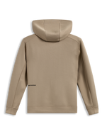 Alpinestars Cypher Hoodie, beżowa bluza z kapturem, polar tri-blend, techniczna odzież sportowa, widok z tyłu, wysoki kaptur.