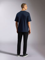 Alpinestars Aplomb Oversized CSF Tee, granatowa koszulka z krótkim rękawem, widok z tyłu, gładki design o luźnym kroju, codzienna odzież streetwearowa w stylu motorsport