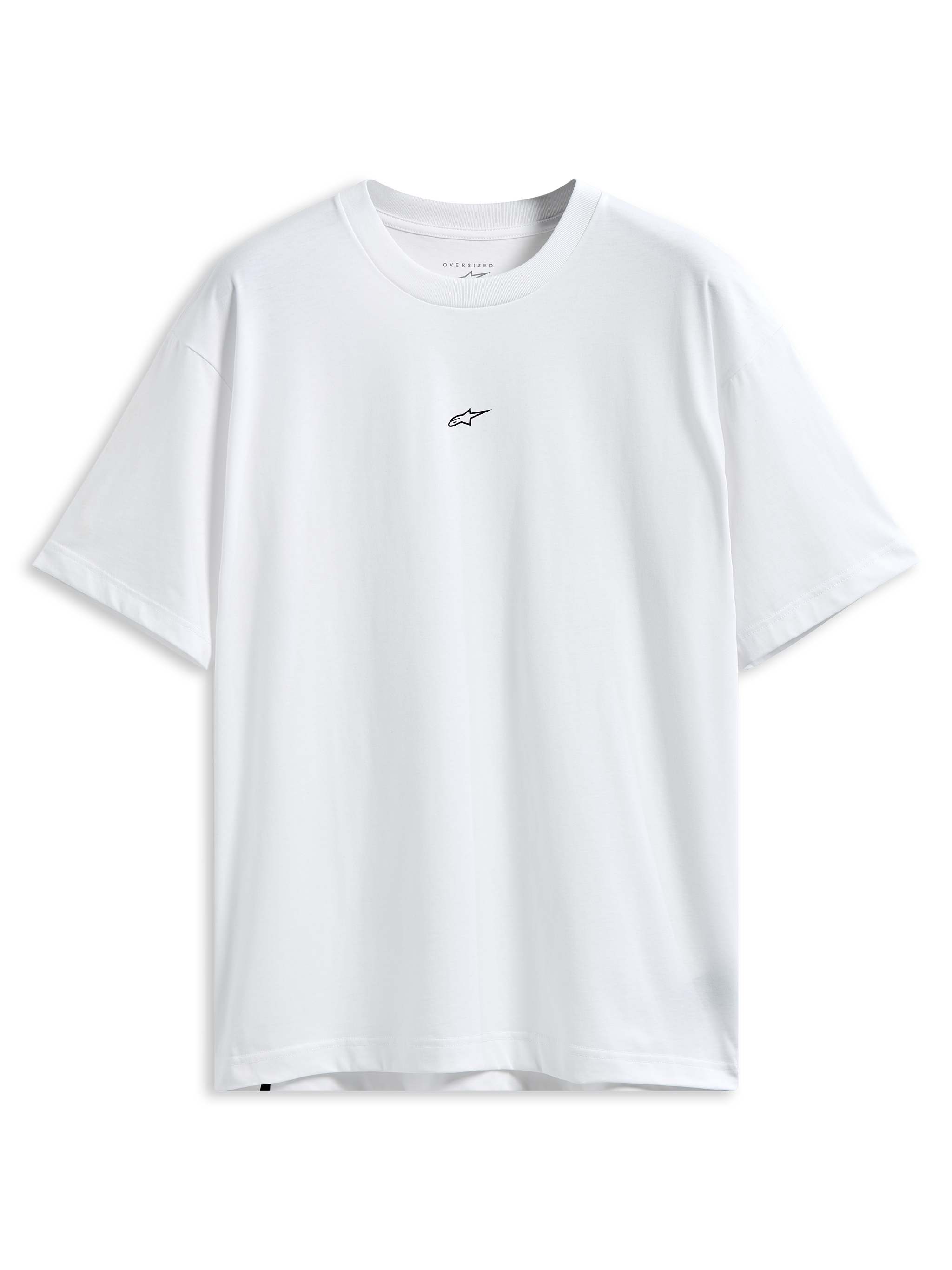 Alpinestars Focused Oversized CSF Tee, koszulka z krótkim rękawem, biała, małe czarne logo Astars na piersi, luźny krój typu oversized, casualowy styl motorsport streetwear