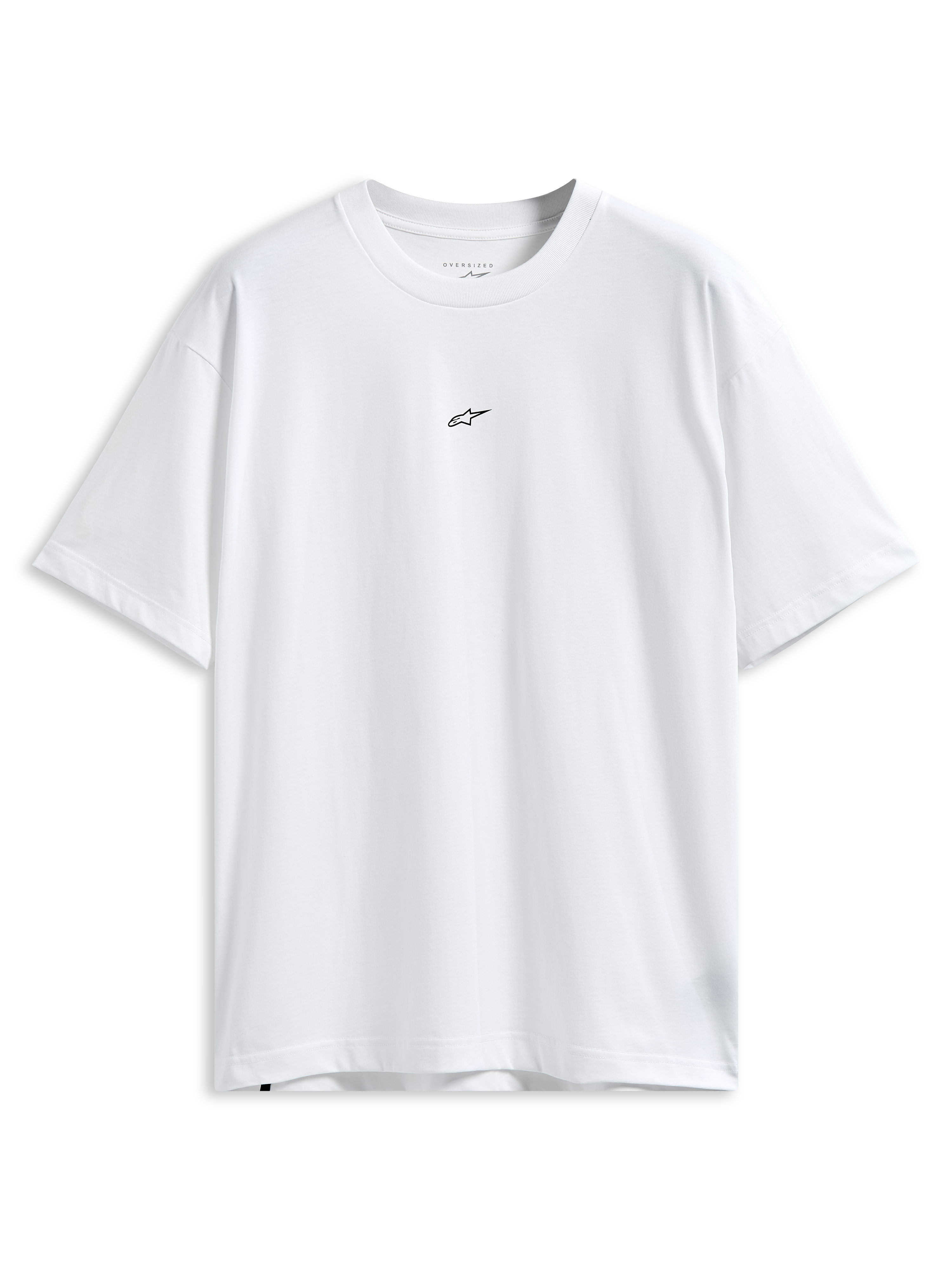 Alpinestars Focused Oversized CSF Tee, koszulka z krótkim rękawem, biała, małe czarne logo Astars na piersi, luźny krój typu oversized, casualowy styl motorsport streetwear