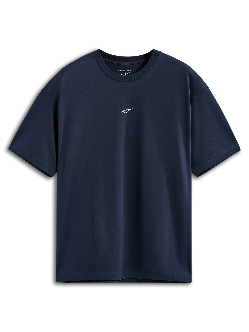 Alpinestars Focused Oversized CSF Tee, koszulka z krótkim rękawem, granatowa, małe białe logo Astars na środku klatki piersiowej, luźny krój typu oversized, sportowa odzież codzienna