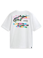 Alpinestars Wild Oversized CSF Tee, biała koszulka z krótkim rękawem, widok z tyłu przedstawiający żywą, wielokolorową grafikę z logo i nadrukiem tekstowym
