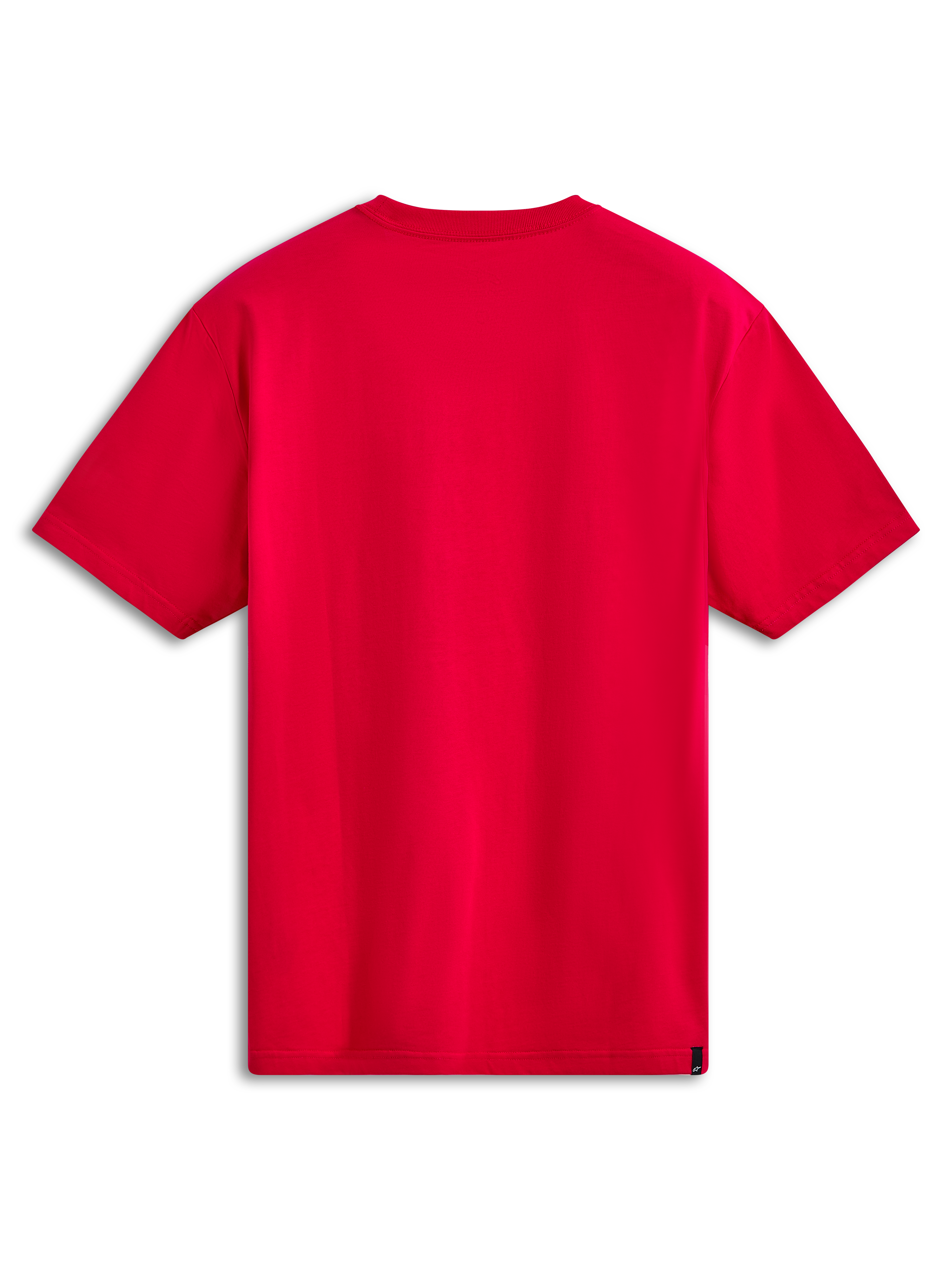 Alpinestars Noka CSF Tee, Short Sleeve T-Shirt, Red, Back View, plain design with small black logo tag at the hem, Casual Sportswear