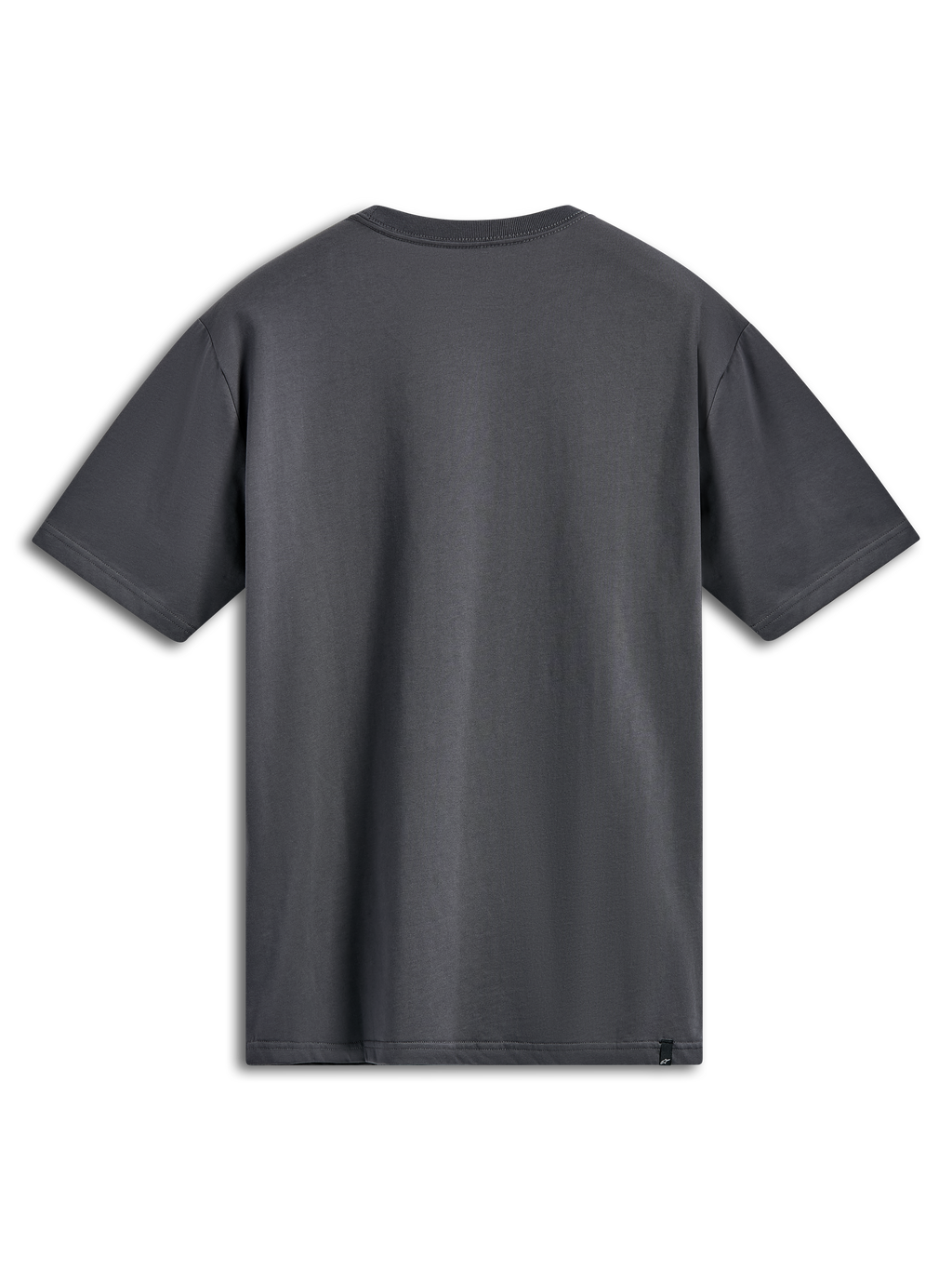Alpinestars Ellipsoid CSF Tee, koszulka z krótkim rękawem, grafitowa, widok z tyłu, gładki design z małą czarną metką z logo na dolnej krawędzi, codzienna odzież sportowa