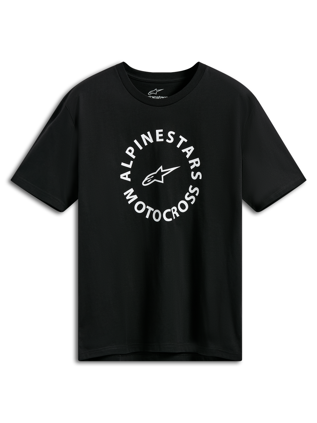 Alpinestars MX CSF Tee, t-shirt z krótkim rękawem, czarny, biała okrągła grafika Alpinestars Motocross, codzienna odzież motorsportowa streetwear