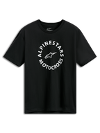 Alpinestars MX CSF Tee, t-shirt z krótkim rękawem, czarny, biała okrągła grafika Alpinestars Motocross, codzienna odzież motorsportowa streetwear