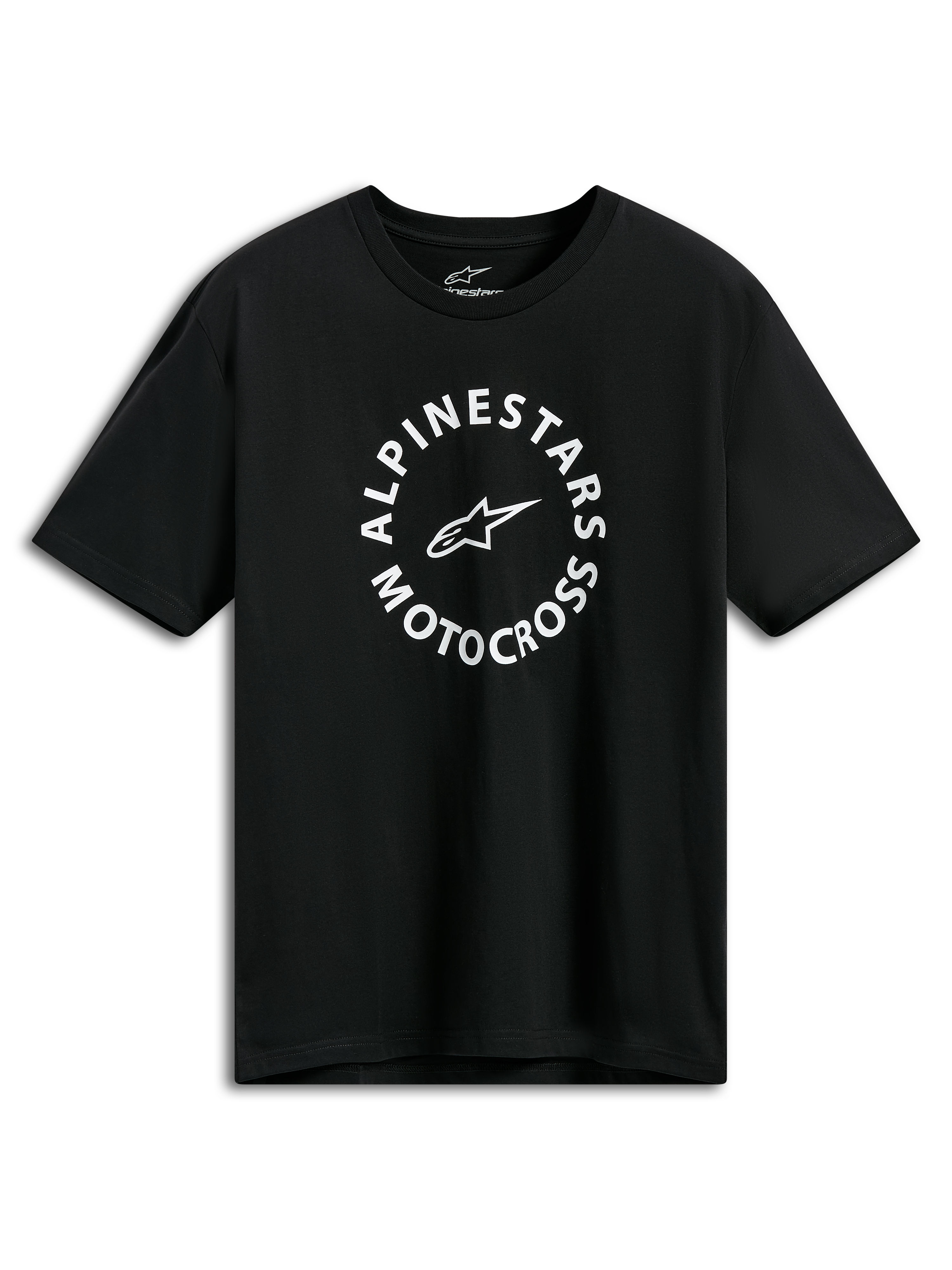 Alpinestars MX CSF Tee, t-shirt z krótkim rękawem, czarny, biała okrągła grafika Alpinestars Motocross, codzienna odzież motorsportowa streetwear