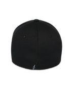 Alpinestars Corp Shift Relay Hat, Black, back view showing small white embroidered Astars logo, structured crown with twill fabric, flex back design for casual sportswear