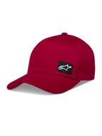 Alpinestars Pivot Kapelusz, ciemnoczerwona czapka z daszkiem, zakrzywiony profil, mała haftowana naszywka z logo Astars.