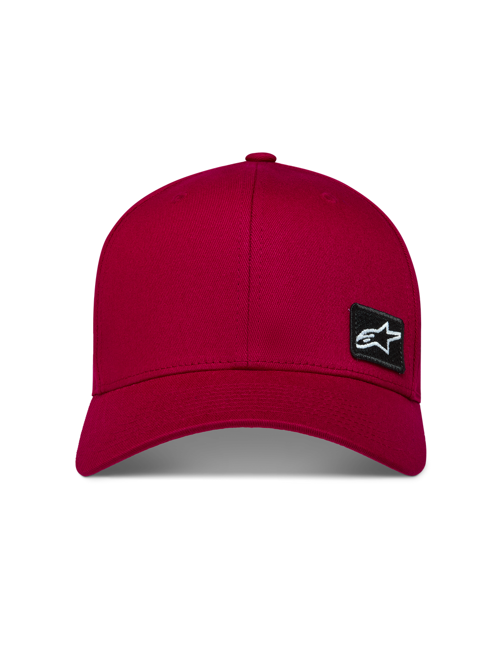Alpinestars Pivot Kapelusz, ciemnoczerwona czapka z daszkiem z kepru, usztywniona korona, czarna naszywka z logo Astars.