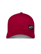 Alpinestars Pivot Kapelusz, ciemnoczerwona czapka z daszkiem z kepru, usztywniona korona, czarna naszywka z logo Astars.