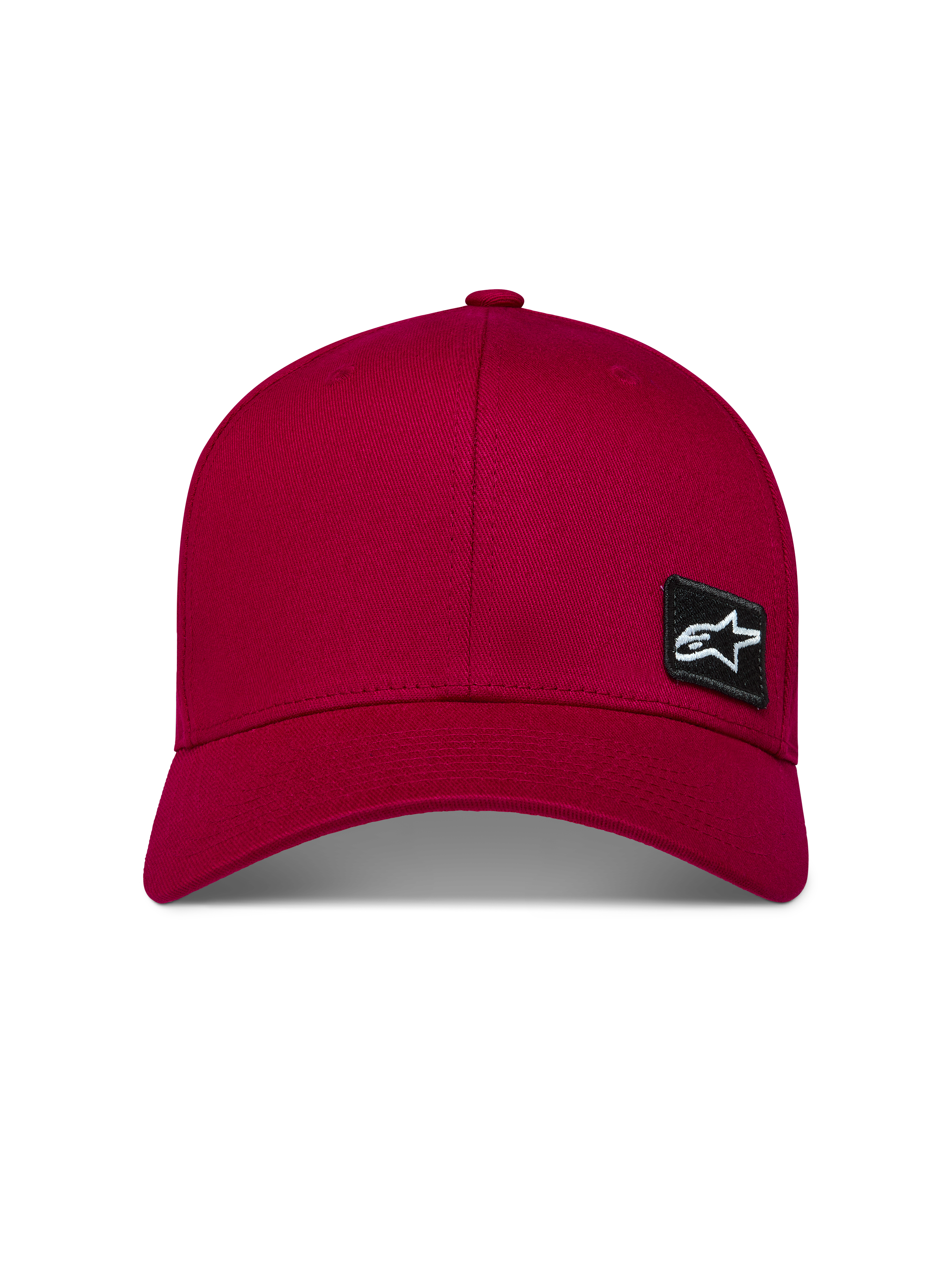 Alpinestars Pivot Kapelusz, ciemnoczerwona czapka z daszkiem z kepru, usztywniona korona, czarna naszywka z logo Astars.