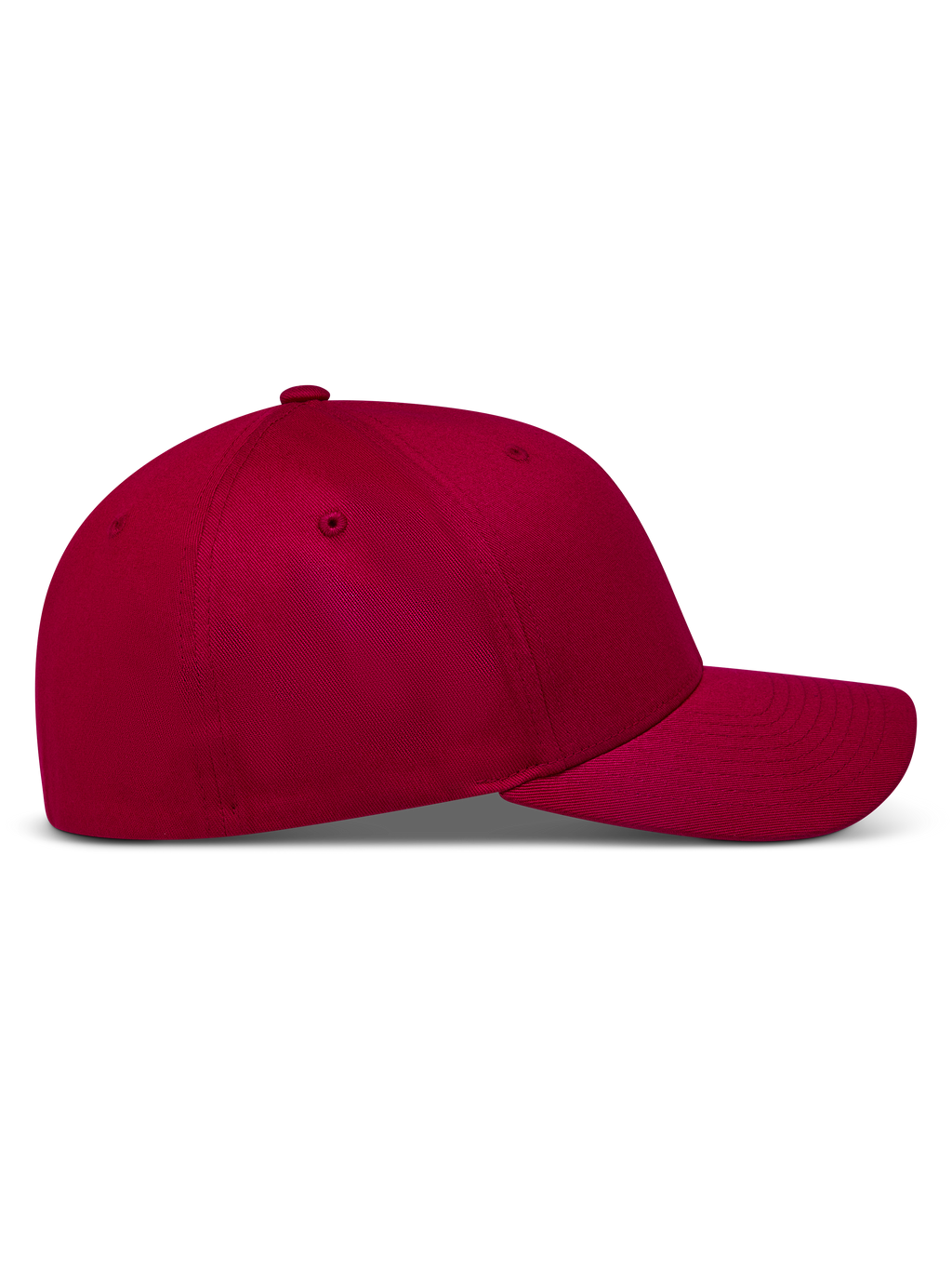 Ciemnoczerwona czapka Alpinestars Pivot Hat z zakrzywionym daszkiem i usztywnioną koroną z kepru, widok z boku.