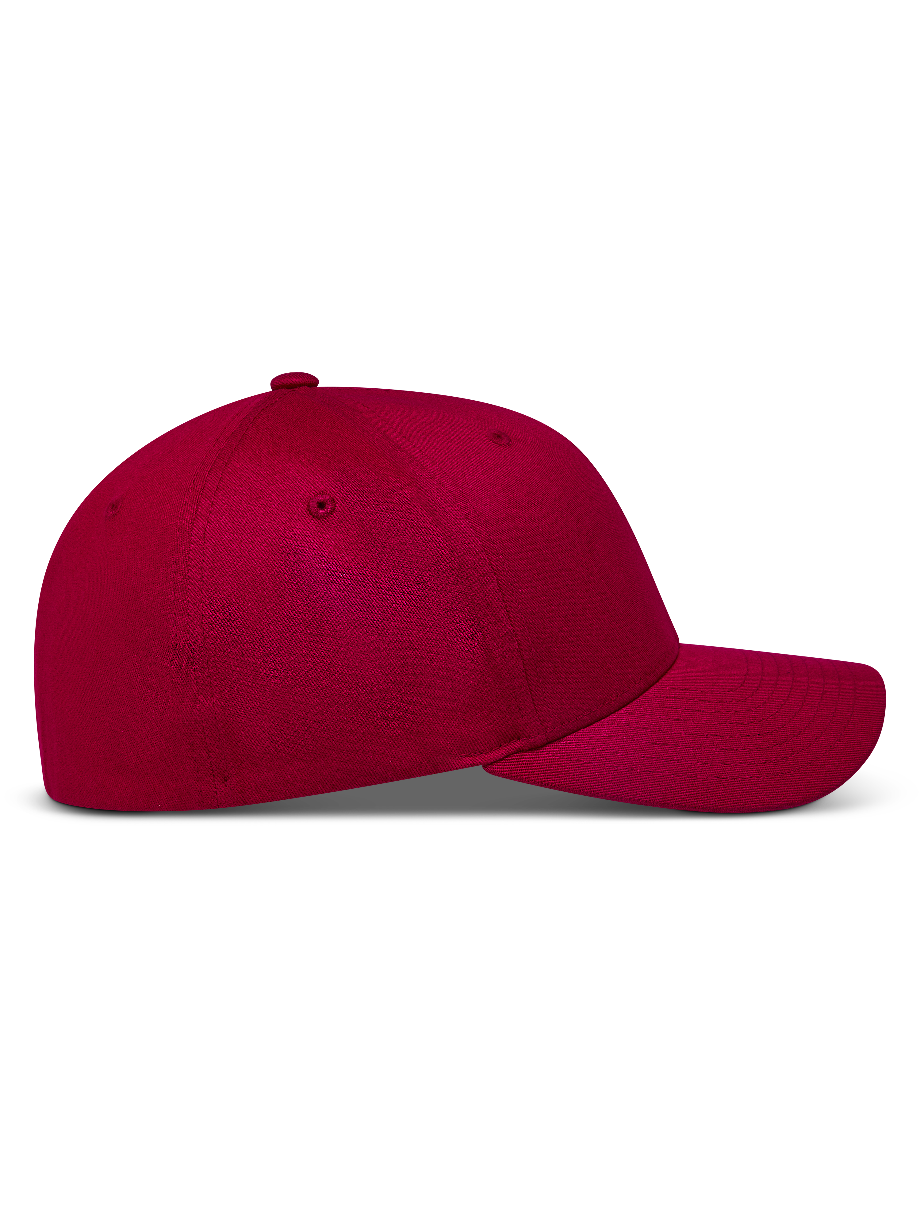 Ciemnoczerwona czapka Alpinestars Pivot Hat z zakrzywionym daszkiem i usztywnioną koroną z kepru, widok z boku.