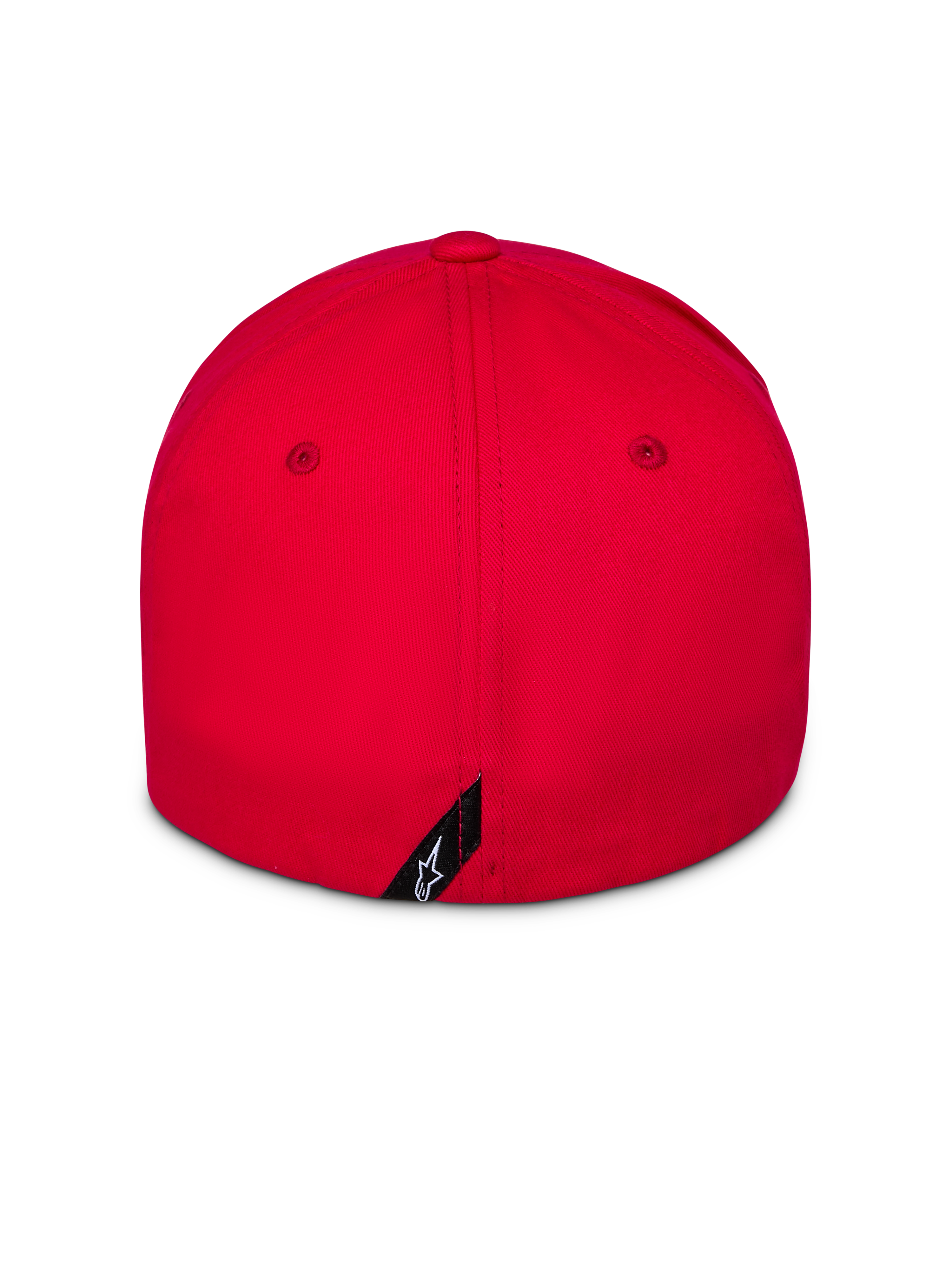 Czapka Alpinestars Pivot, czerwona, widok z tyłu, elastyczne dopasowanie typu flex back, strukturalna korona, mała metka z logo Astars, codzienna odzież sportowa