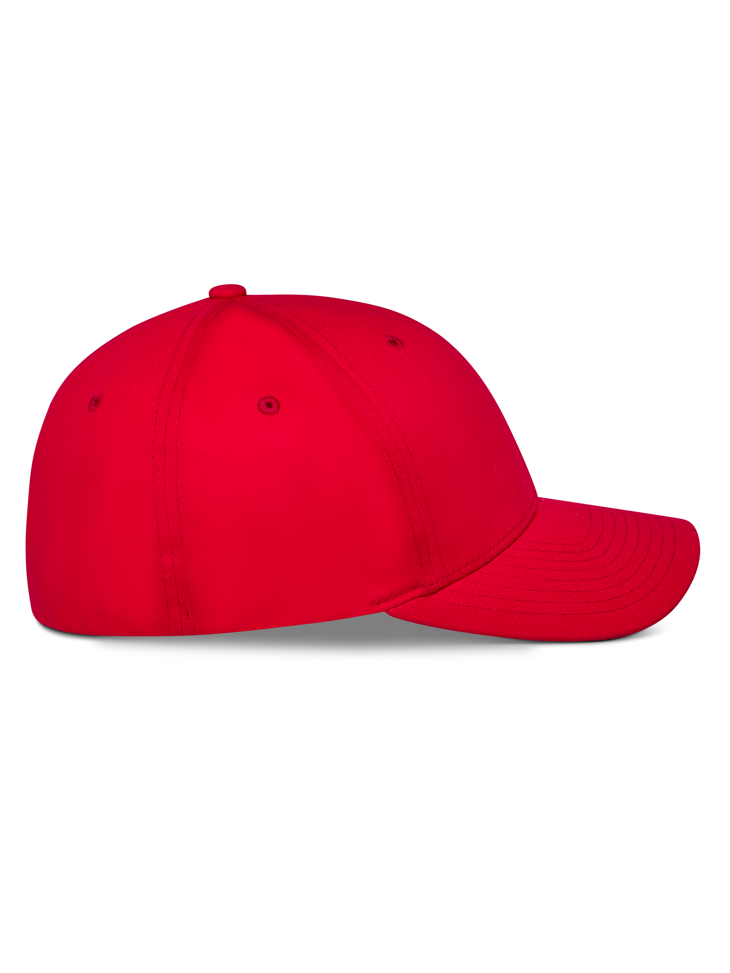 Alpinestars Pivot Hat, czerwona, profil boczny z zakrzywionym daszkiem i strukturalną koroną, tkanina twill, codzienna odzież sportowa motorsport