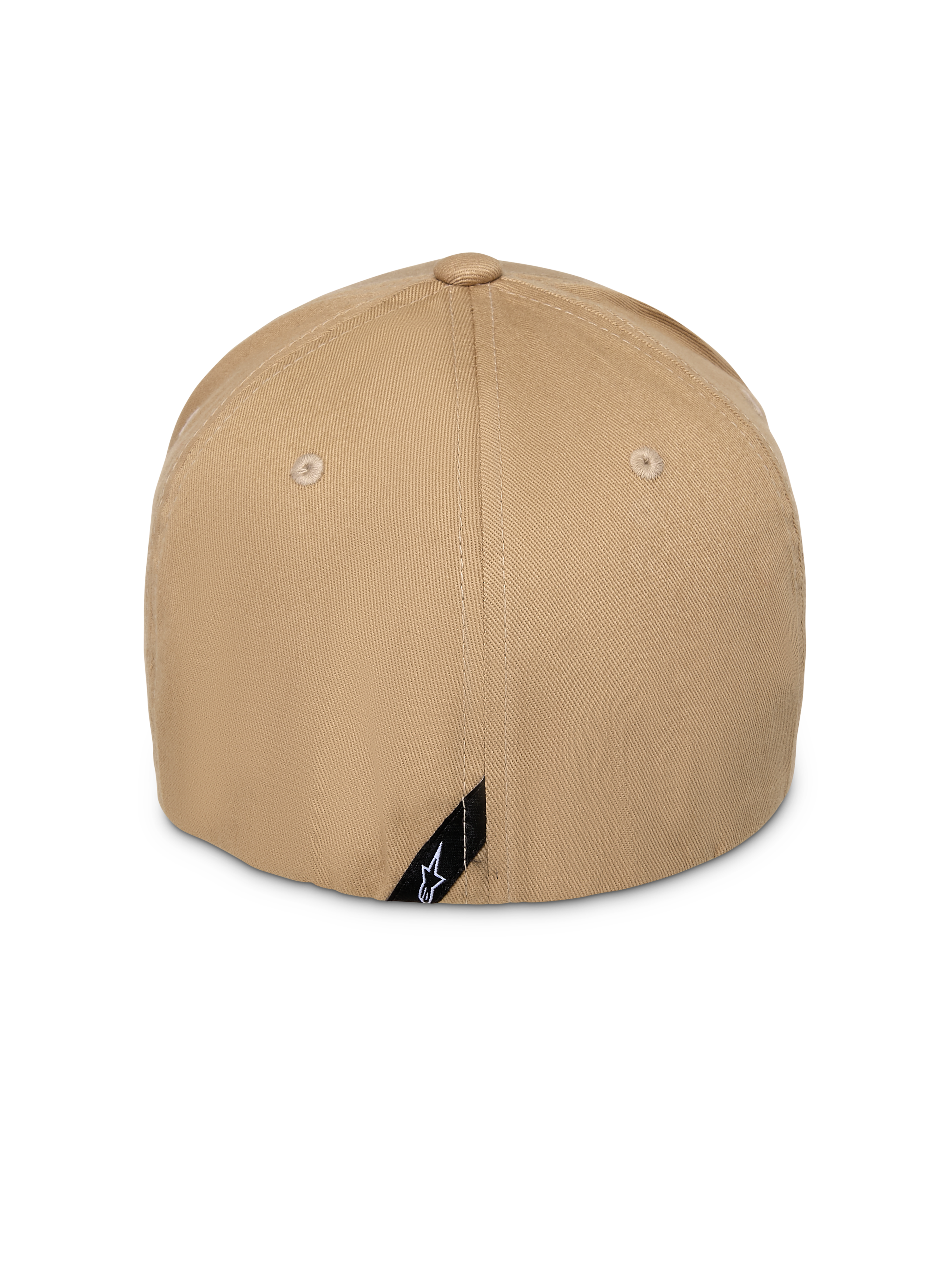 Alpinestars Pivot Hat, kolor khaki, widok z tyłu, ustrukturyzowana korona i elastyczny tył typu flex-fit, mała czarna ukośna metka z białym logo Astars, sportowe nakrycie głowy