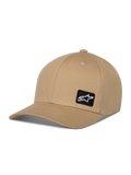 Alpinestars Pivot Hat, sportowa czapka z daszkiem, kolor khaki, zakrzywiony daszek ze strukturalną koroną, mała czarna kwadratowa naszywka z białym logo Astars, nakrycie głowy z bawełnianego twillu