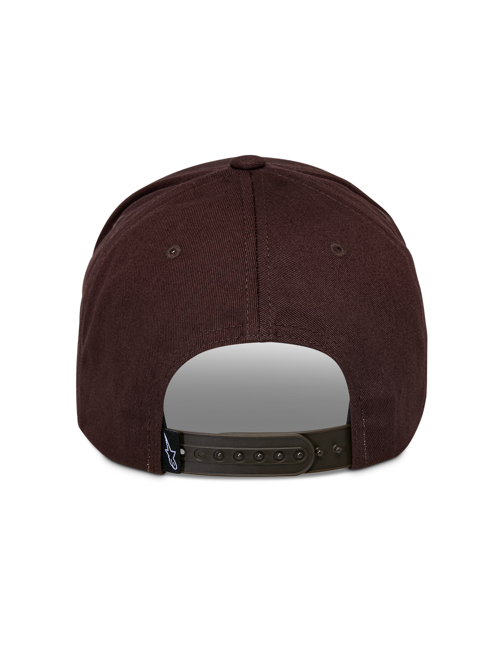 Alpinestars Matrix Snapback Hat, brązowa czapka z daszkiem, widok z tyłu, regulowane zapięcie typu snapback, usztywniona korona, tkanina twillowa, mała metka z logo Astars z tyłu