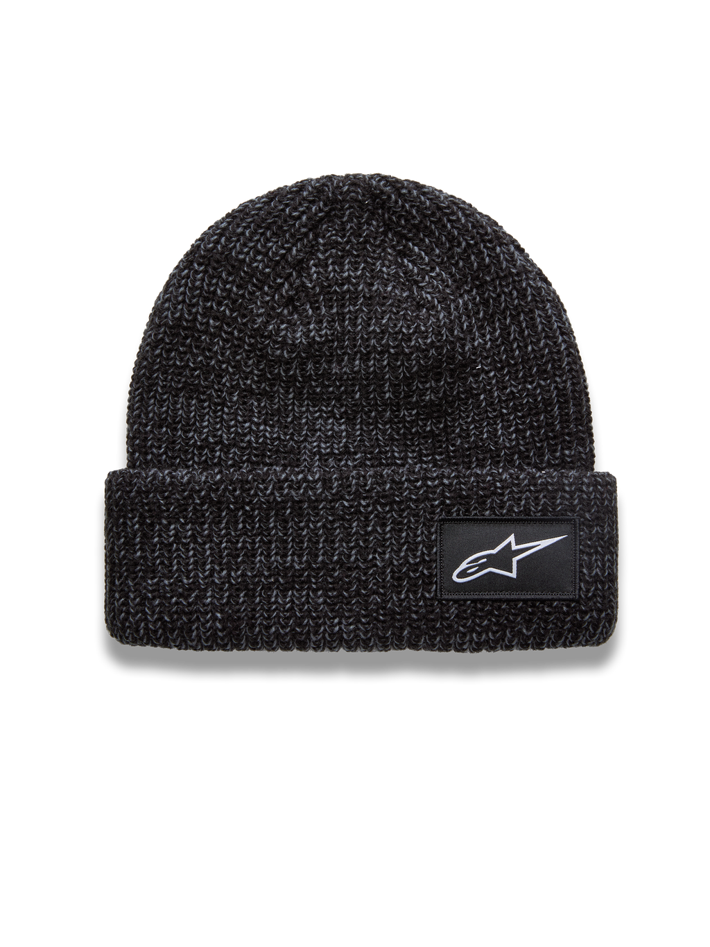 Alpinestars Unload Rib Cuff, czapka typu beanie, ciemnoszary melanż, biała naszywka z logo Astar, dzianinowa konstrukcja, odzież sportowa lifestyle.
