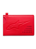 Alpinestars Ageless etui na karty kredytowe, czerwone akcesorium sportswear, kompaktowy portfel z dwoiny skórzanej z wytłoczonym logo Astars i przegródkami na karty