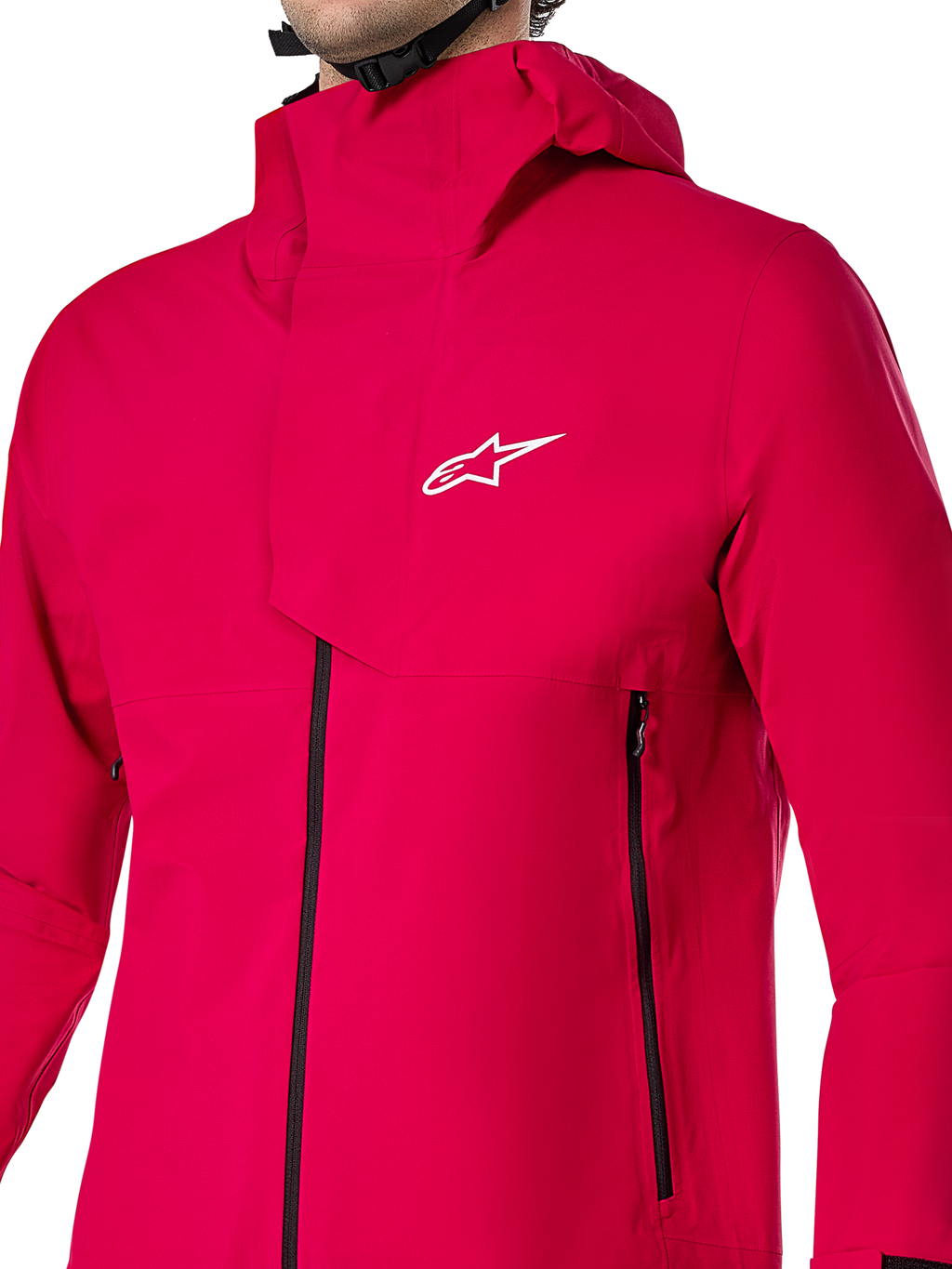 Alpinestars A-Dura Elite Waterproof Jacket, kurtka przeciwdeszczowa MTB, Red Fluo, techniczna 3-warstwowa konstrukcja ripstop z kapturem na kask i przednią klapą sztormową, wysokowydajna odzież rowerowa na każdą pogodę