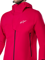 Alpinestars A-Dura Elite Waterproof Jacket, kurtka przeciwdeszczowa MTB, Red Fluo, techniczna 3-warstwowa konstrukcja ripstop z kapturem na kask i przednią klapą sztormową, wysokowydajna odzież rowerowa na każdą pogodę