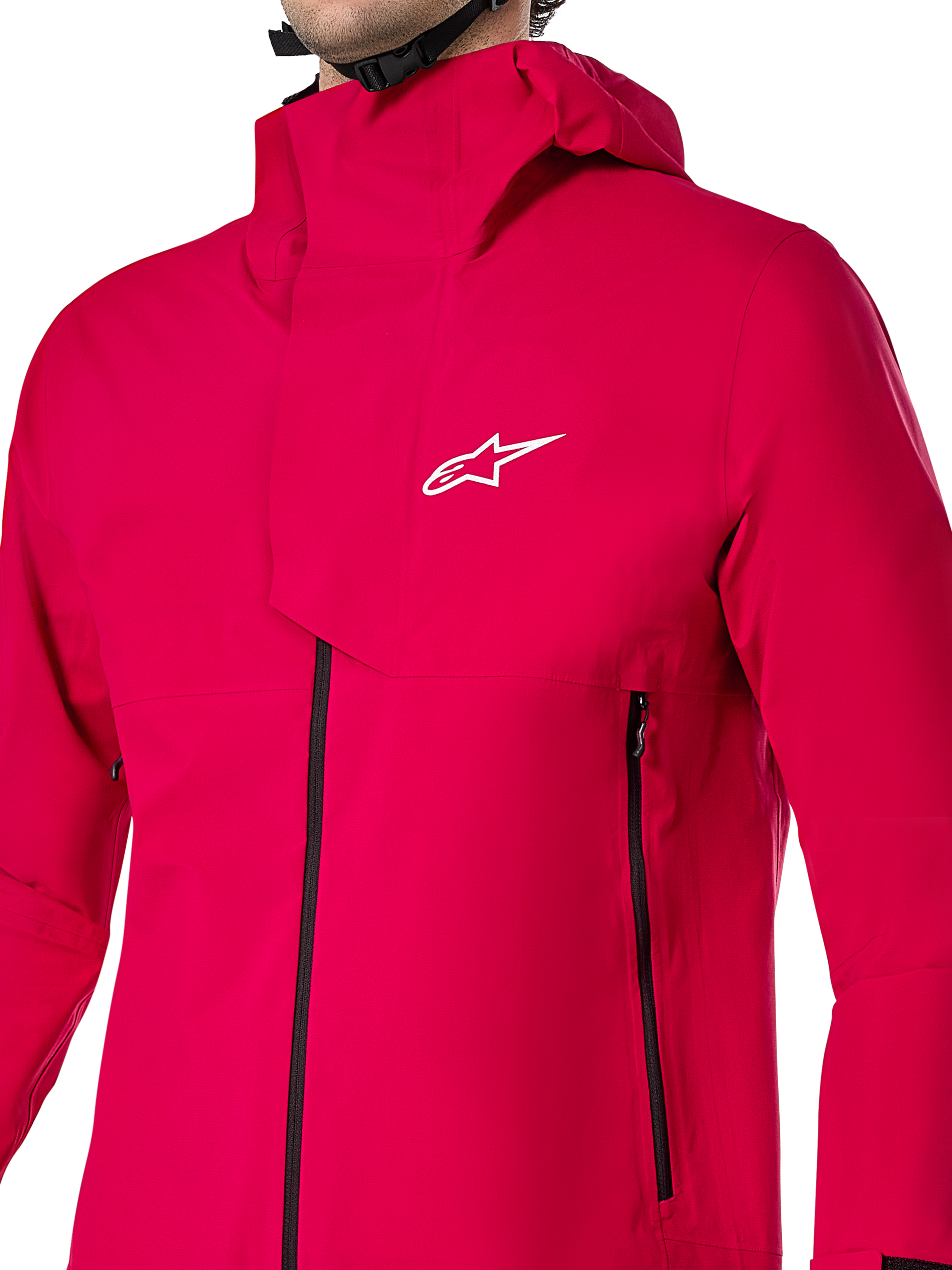 Alpinestars A-Dura Elite Waterproof Jacket, kurtka przeciwdeszczowa MTB, Red Fluo, techniczna 3-warstwowa konstrukcja ripstop z kapturem na kask i przednią klapą sztormową, wysokowydajna odzież rowerowa na każdą pogodę