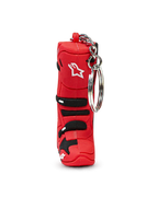 Alpinestars brelok Tech 10 Boot, akcesorium w kształcie buta motocrossowego, czerwony i czarny z białymi detalami logo, trwały syntetyczny materiał i metalowy pierścień zatrzaskowy