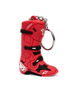 Alpinestars Brelok Tech 10 Boot, miniatura buta motocross, czerwony i czarny, trójwymiarowy syntetyczny design z metalowym kółkiem