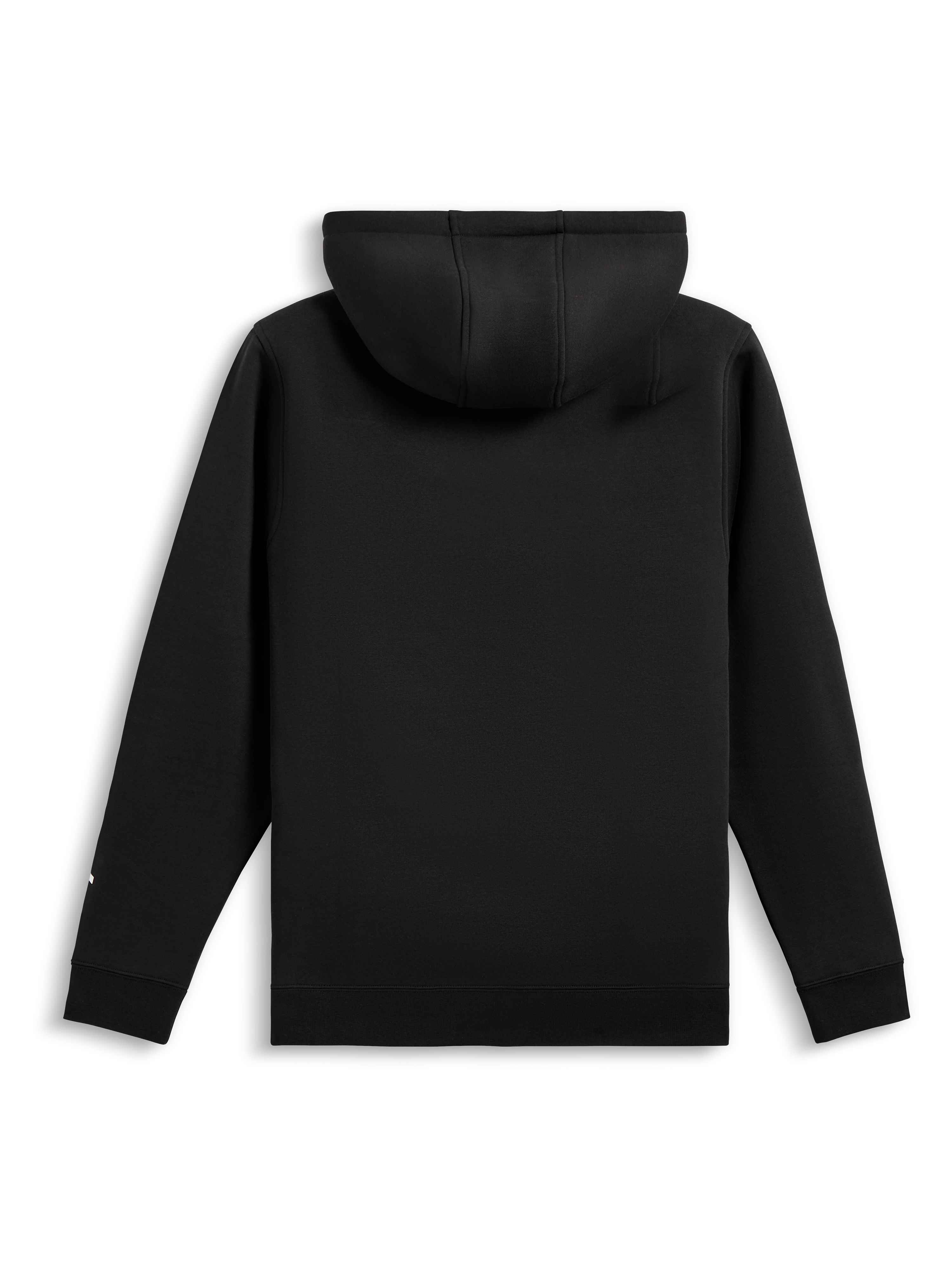 Alpinestars Harken Hoodie, polarowa bluza z kapturem wkładana przez głowę, czarna, widok z tyłu, prążkowane mankiety i dół, codzienna odzież uliczna inspirowana sportami motorowymi