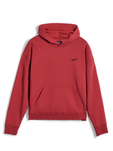 Alpinestars Essentials Ageless Hoodie, sportowa bluza typu casual, kolor ceglasty, małe czarne logo gwiazdy Alpinestars na piersi, kieszeń typu kangurka, prążkowany dół i mankiety, minimalistyczny design streetwearowy