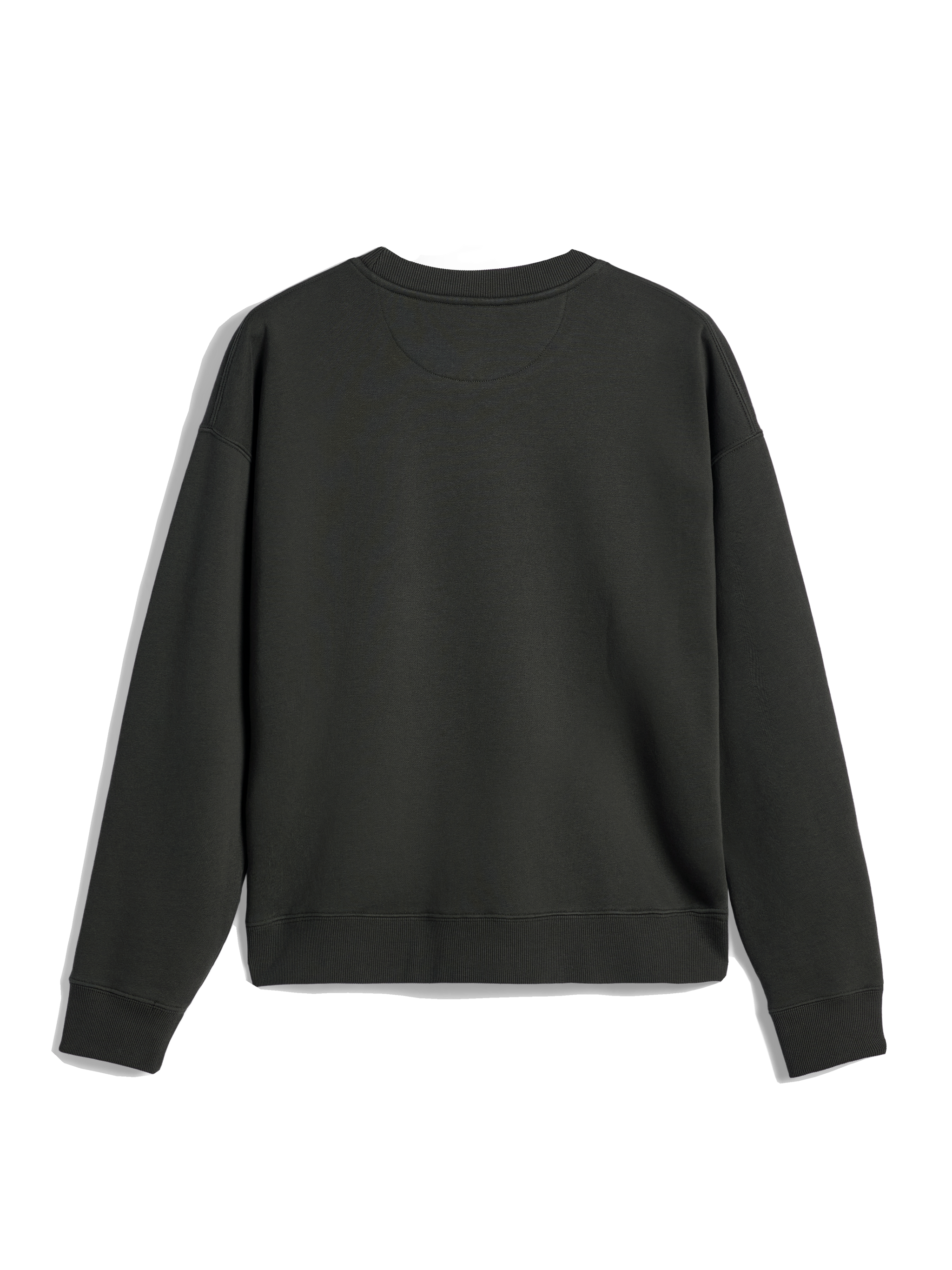 Alpinestars Essentials Ageless Crew, bluza z okrągłym dekoltem, Off Black, widok z tyłu pokazujący prążkowany kołnierz, mankiety i dół, wysokiej jakości kompaktowy polar, codzienna odzież streetwear