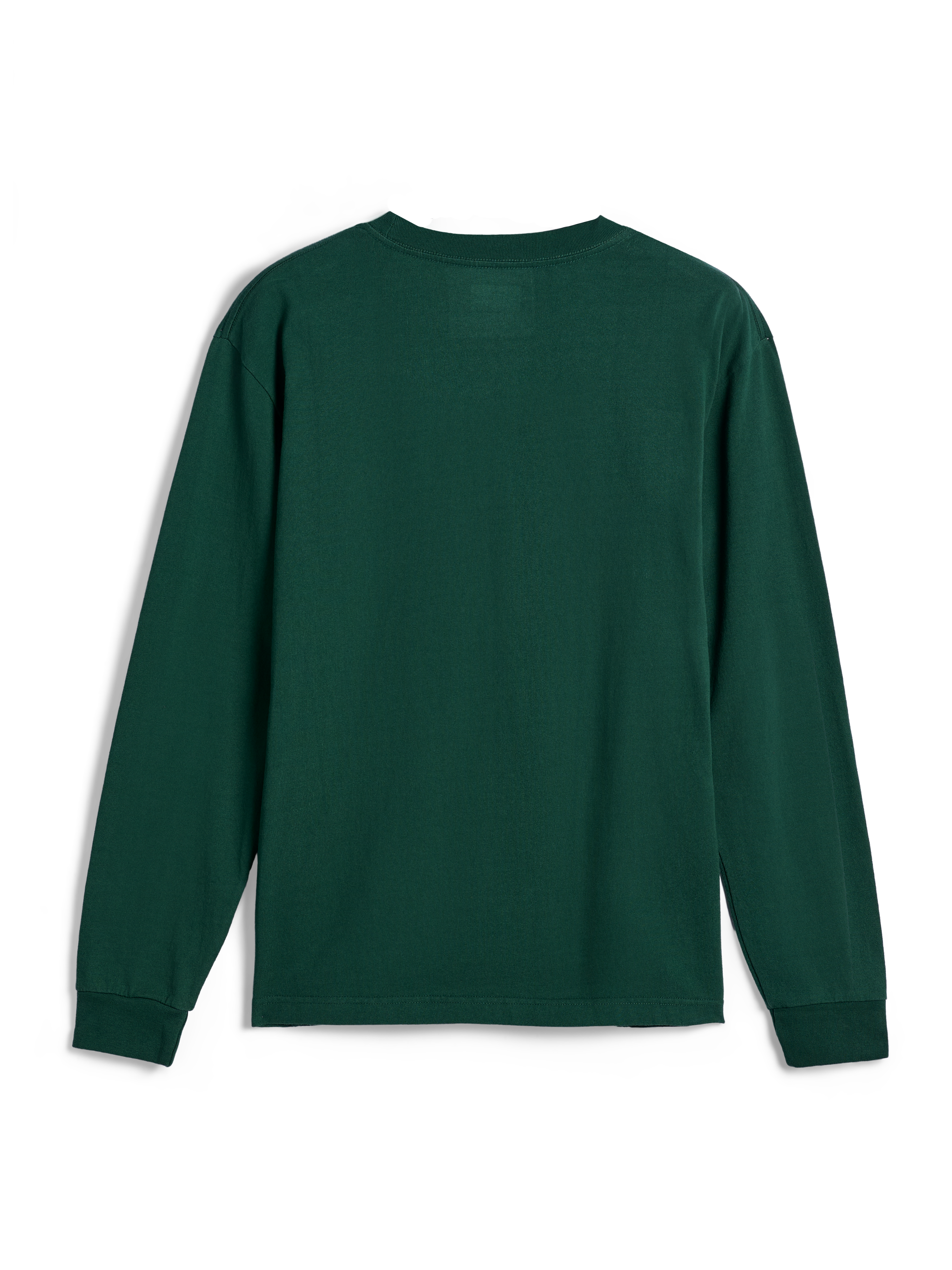 Alpinestars Essentials Ageless LS Tee, koszulka z długim rękawem, kolor ciemnozielony (Pine Green), widok z tyłu, jednolity kolor z prążkowanym okrągłym dekoltem i mankietami, luźny, nowoczesny krój, casualowy streetwear
