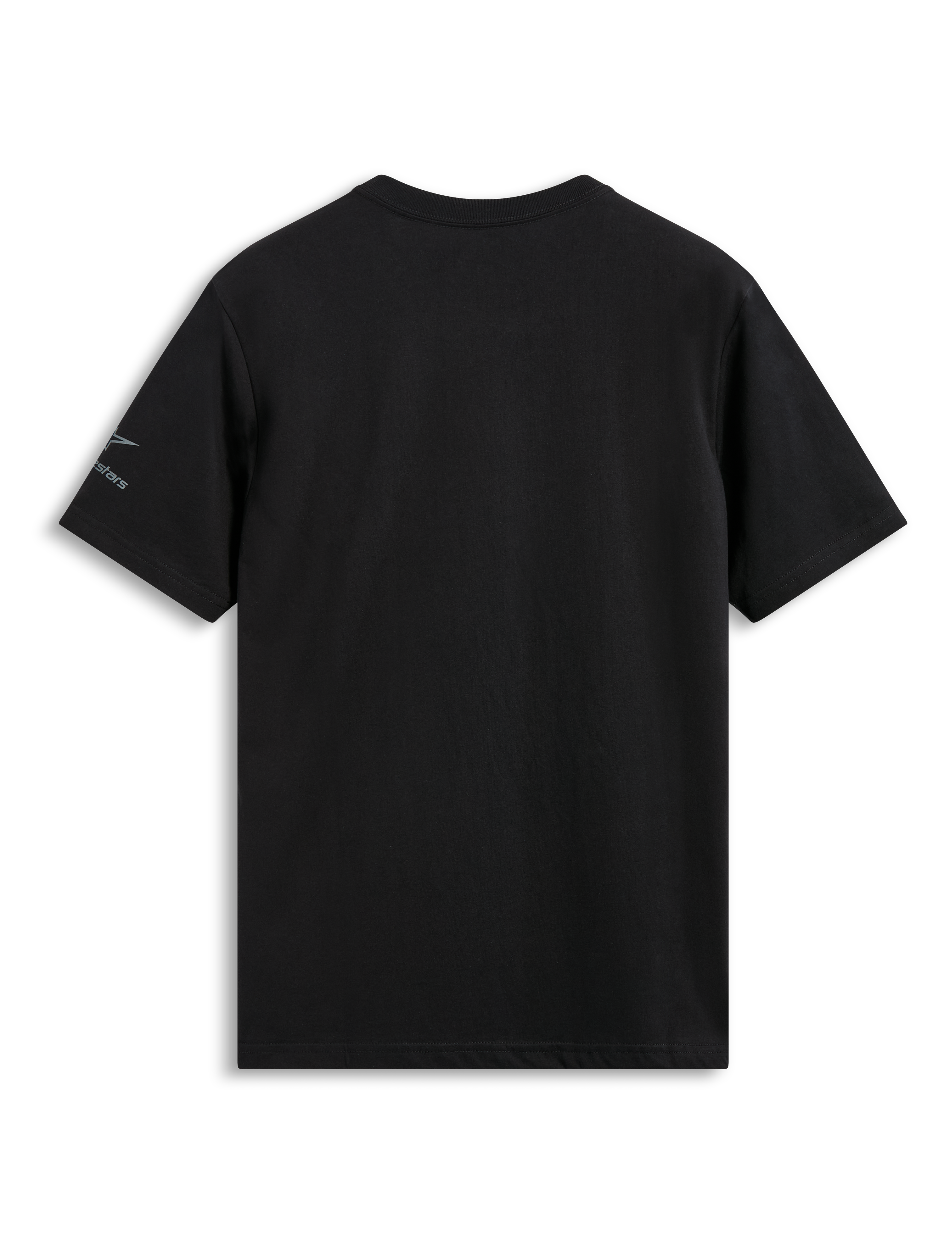 Alpinestars Global CSF Tee, koszulka z krótkim rękawem, czarna, widok z tyłu z małym logo na lewym rękawie, casualowa odzież uliczna w stylu motorsport