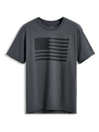 Alpinestars Waving CSF Tee, koszulka z krótkim rękawem, grafitowa, czarna grafika z powiewającą flagą z przodu, casualowa odzież streetwearowa w stylu motorsportowym
