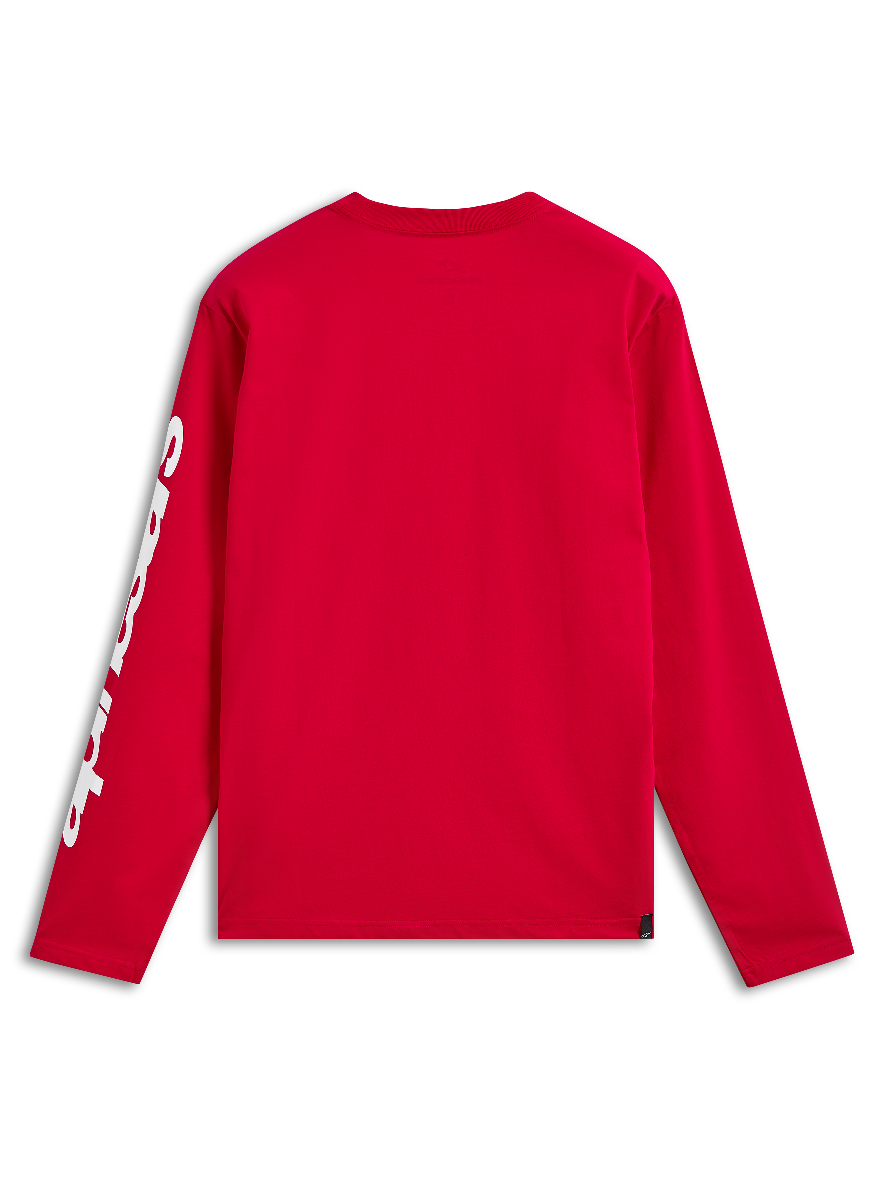 Alpinestars Trackside CSF Tee, Long Sleeve T-Shirt, Red, Back view showing white branding on the sleeve, casual motorsport-inspired streetwear