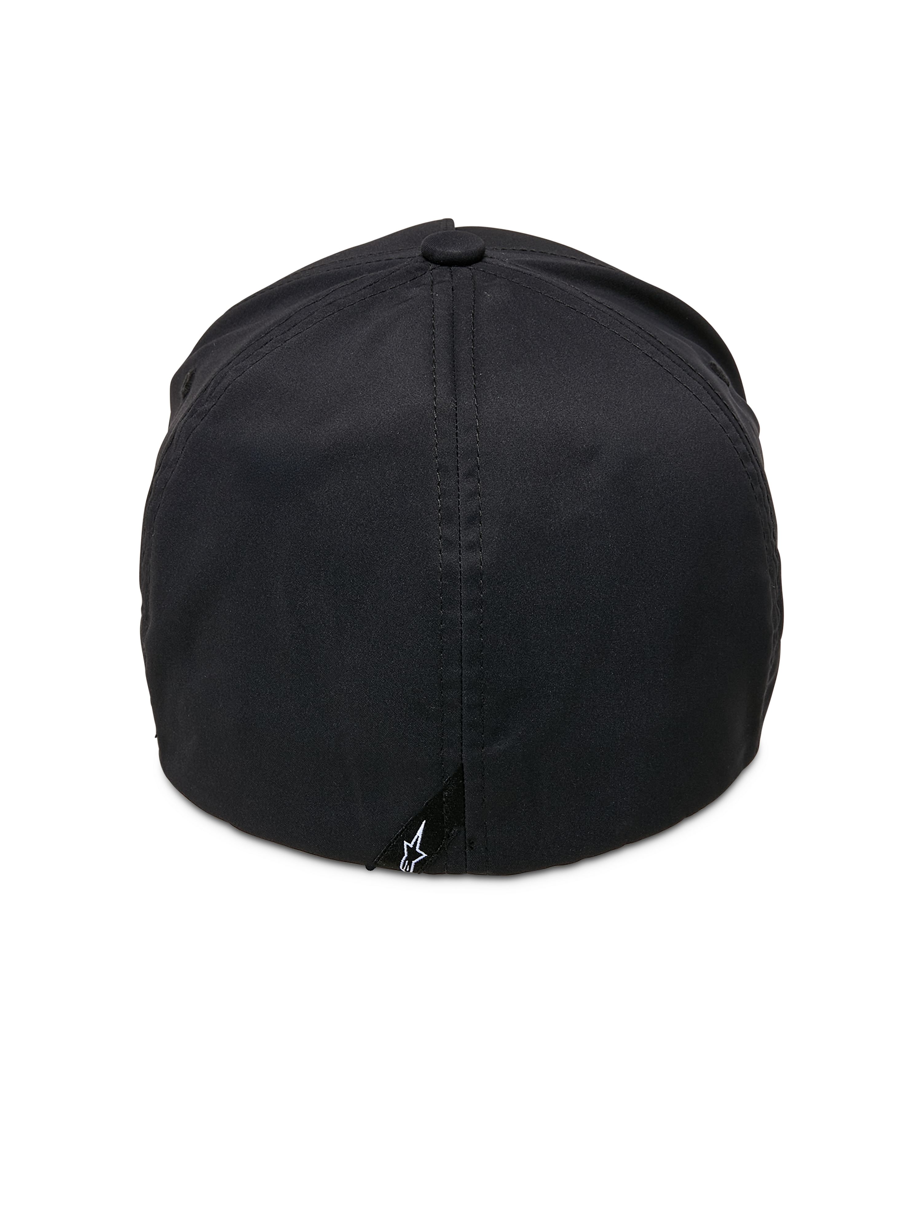 Alpinestars Ageless Reflex Waterproof Hat, czarna czapka, widok z tyłu, elastyczna konstrukcja typu flex-back, techniczna wodoodporna tkanina, mała czarna metka z białym logo Astars u dołu
