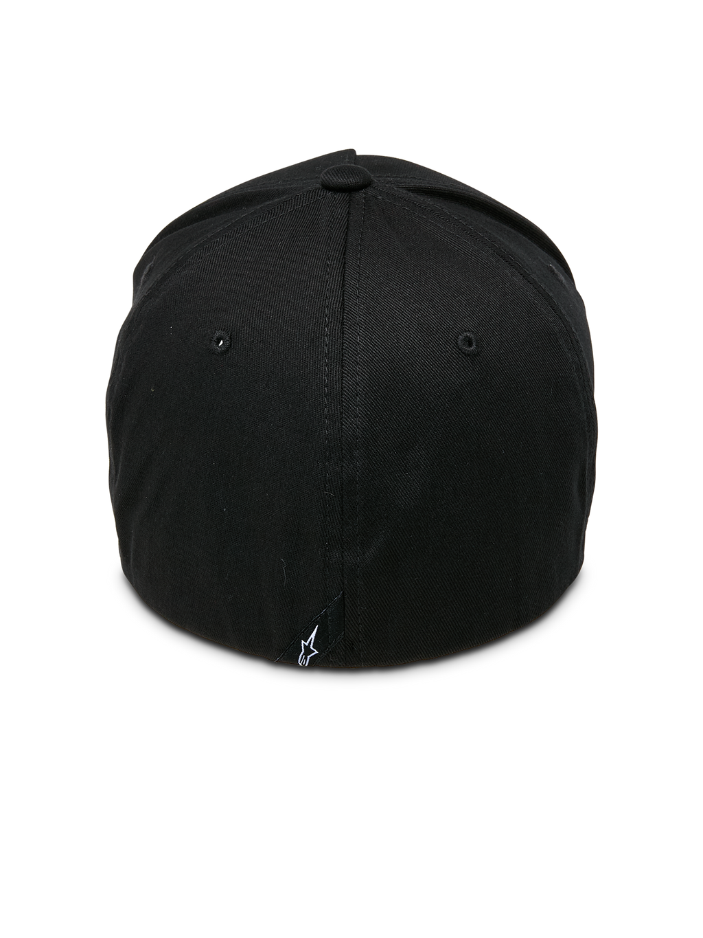 Alpinestars Ride Sonic Hat, czarno-biała, widok z tyłu z usztywnioną koroną i elastyczną konstrukcją typu flex-back, mała metka z białym logo gwiazdy, codzienne nakrycie głowy inspirowane motorsportem