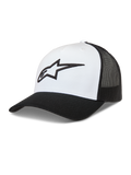 Alpinestars Ageless Snapback, biało-czarna czapka z daszkiem typu trucker z siateczką i logo 3D Astars