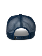 Alpinestars Control Trucker Hat, widok z tyłu, granatowy tył z siatki, regulowane zapięcie snapback, mała czarna metka z logo Astars, sportowy dodatek typu casual