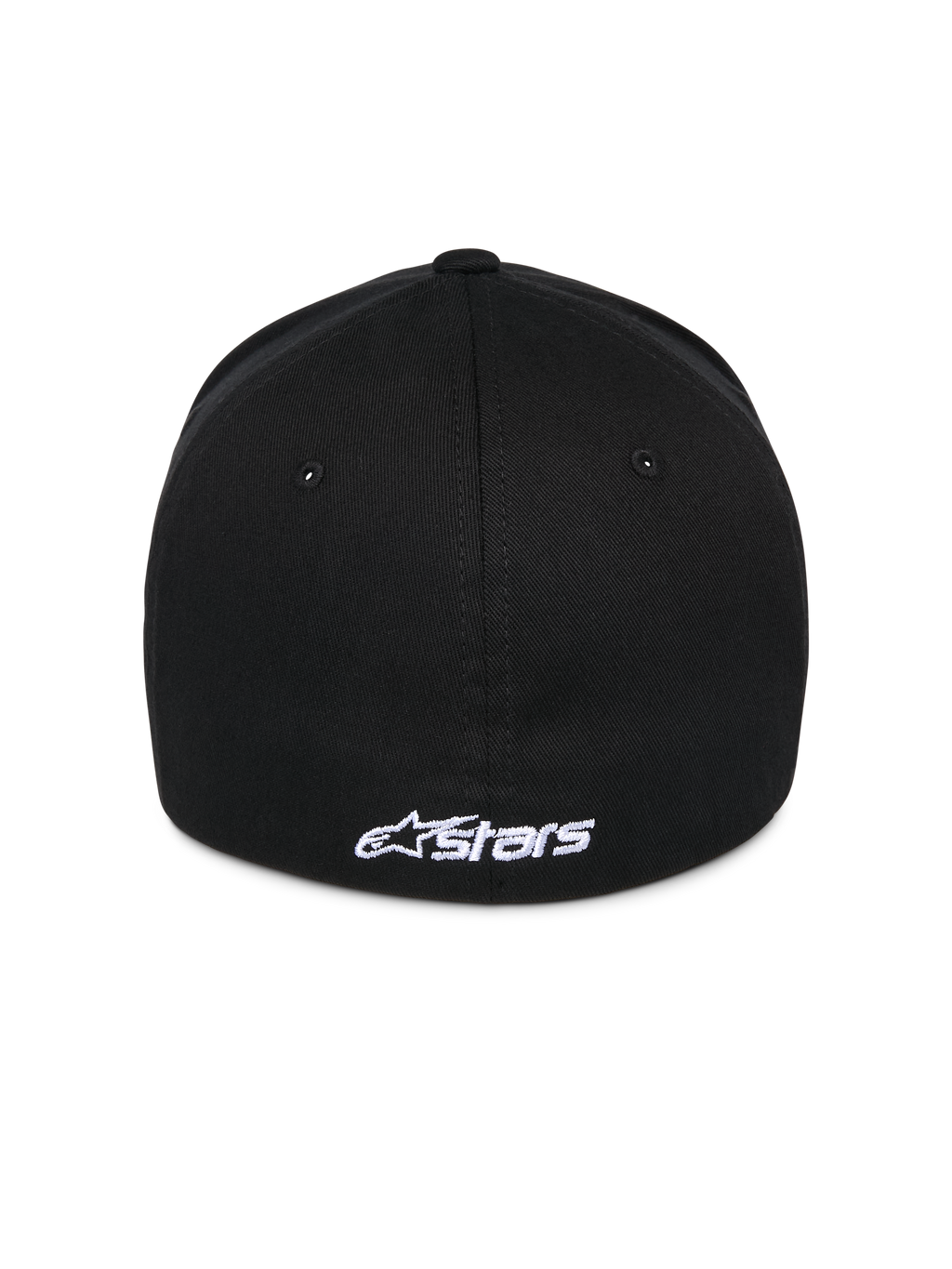 Alpinestars Ageless Multi Hat, czarna czapka z daszkiem, widok z tyłu z białym haftowanym logo Astars, elastyczny tył, casualowy styl sportowy