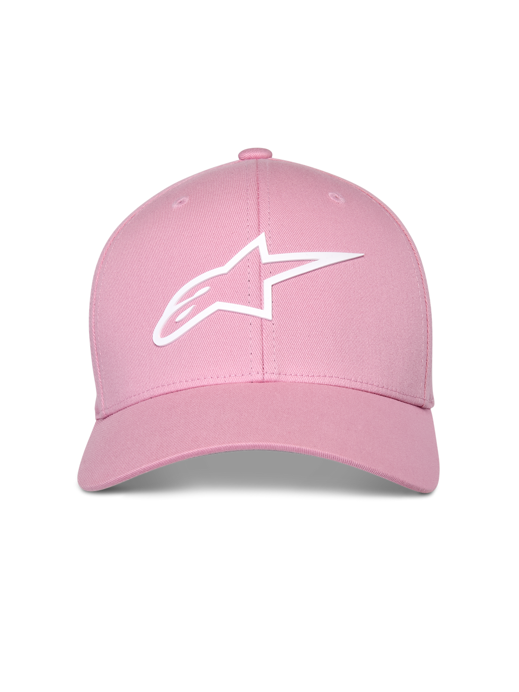 Alpinestars Ageless Multi Hat, różowa czapka z daszkiem, białe logo Astars 3D, zakrzywiony daszek z usztywnioną koroną, codzienna czapka sportowa