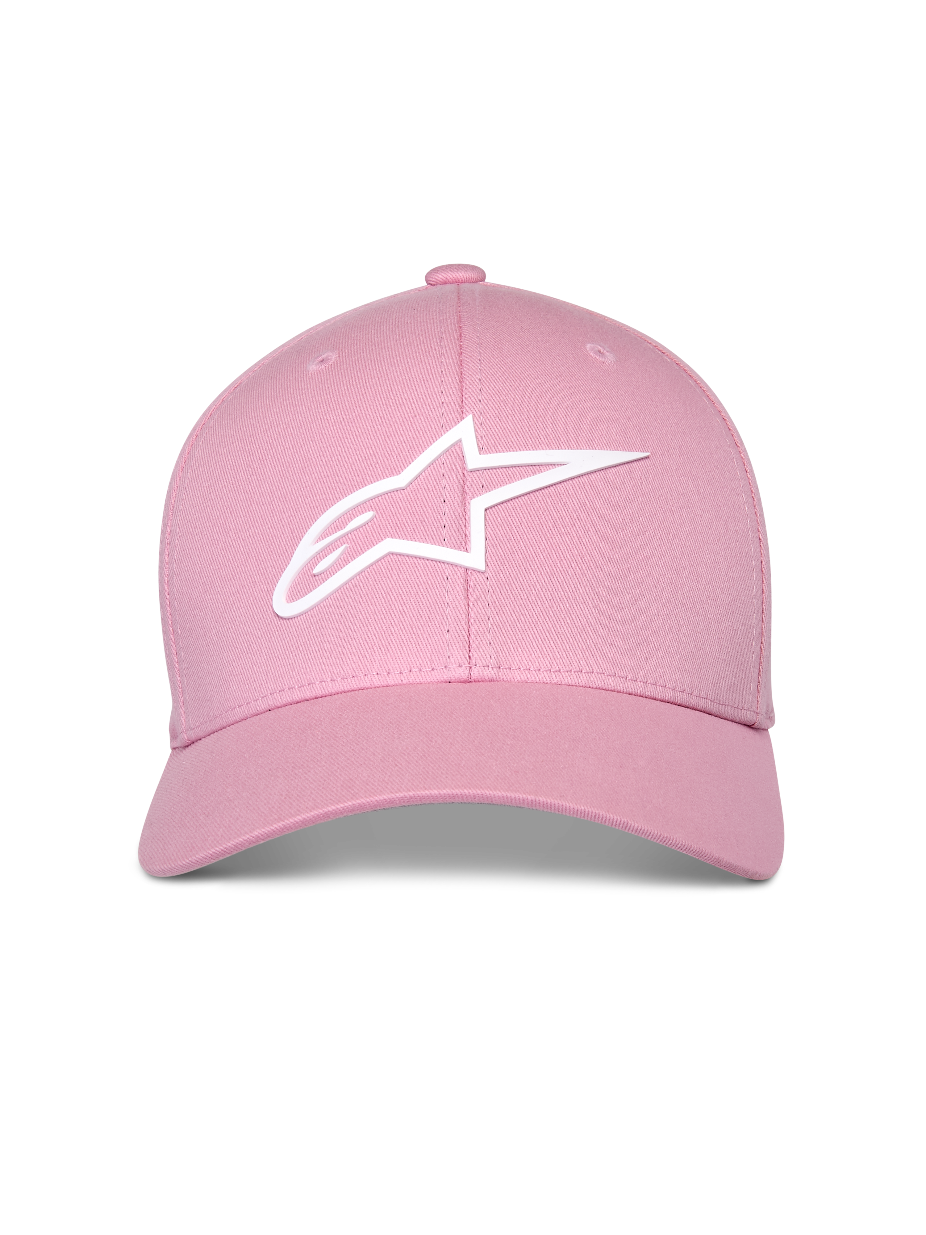 Alpinestars Ageless Multi Hat, różowa czapka z daszkiem, białe logo Astars 3D, zakrzywiony daszek z usztywnioną koroną, codzienna czapka sportowa