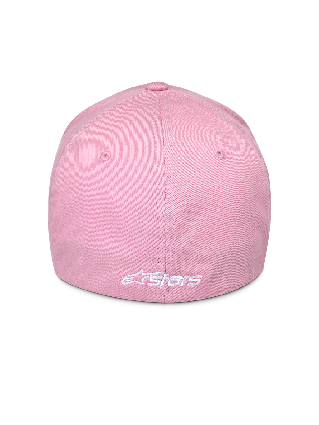 Alpinestars Ageless Multi Hat, różowa czapka, widok z tyłu z białym haftowanym logo Astars, elastyczna konstrukcja flex-fit, rozciągliwa tkanina keprowa, casualowe nakrycie głowy