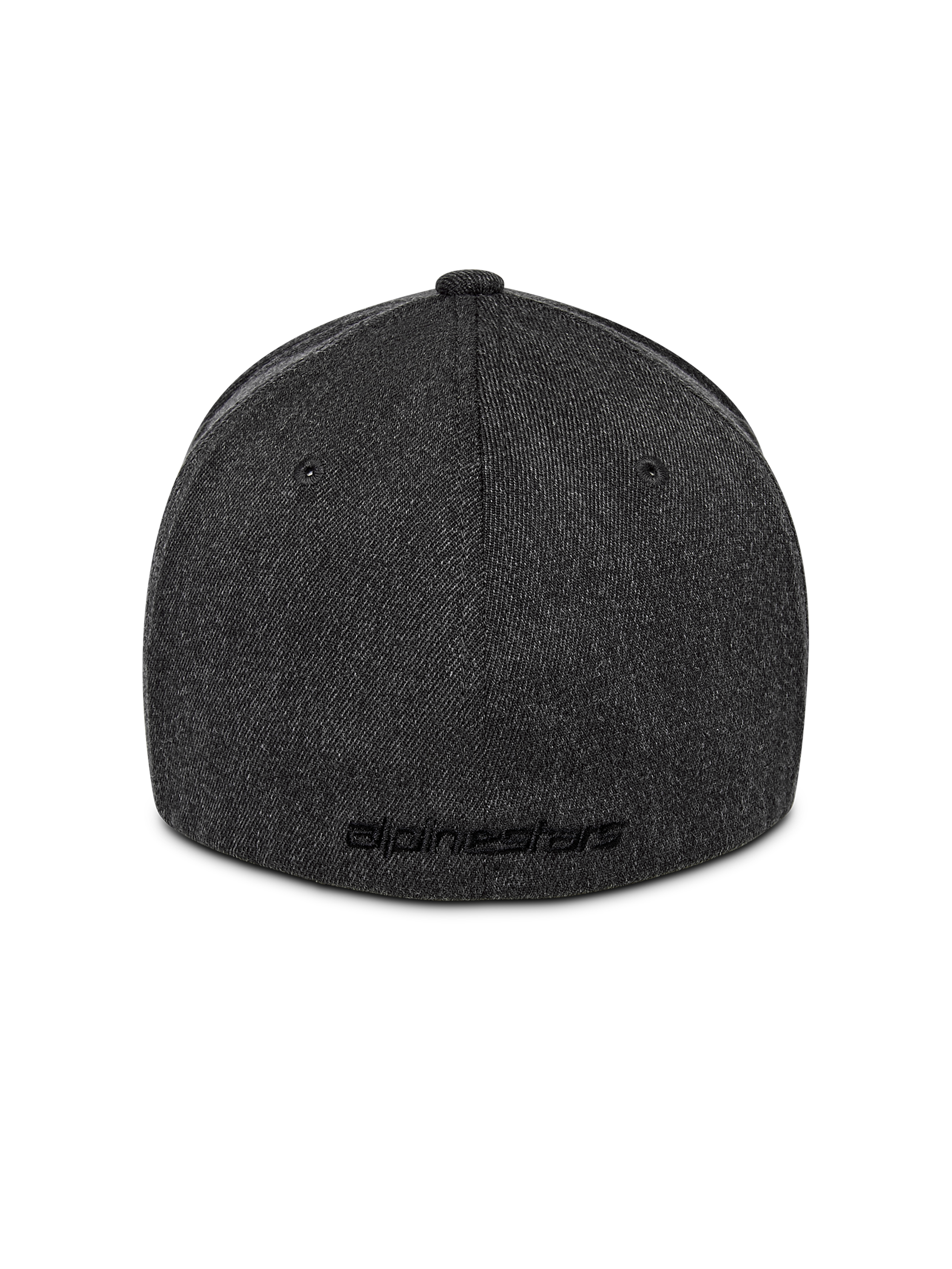 Czapka Alpinestars Corp Shift Multi, widok z tyłu, ciemnoszary melanż, elastyczny tył z płaskim haftowanym logo, usztywniona korona, codzienna czapka inspirowana motorsportem